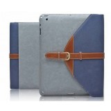 Belt buckle briefcase leather case for ipad 2 3 4