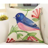 Birds linen pillow cover
