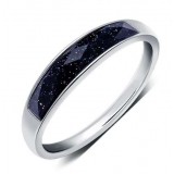 Black agate men's classic sterling silver ring