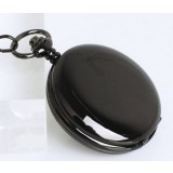 Black round manual mechanical necklace watch