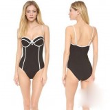 Black + white lines sexy one-piece swimwear