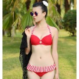 Blue / red 3pcs bikini swimsuit