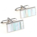 Blue and pink stripe square cufflinks