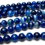 Blue stripes agate beads chain