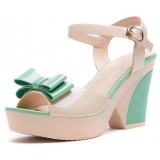 Bow coarse high-heel fish mouth sandals