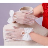 Bow short style mesh bride gloves