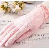 Brief paragraph ladies ice silk flower uv prevented gloves