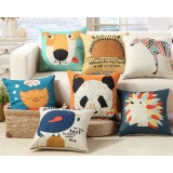 Cartoon animals linen pillowcase