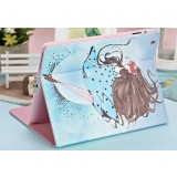Cartoon drawing slim leather case with stand for ipad 2 3 4