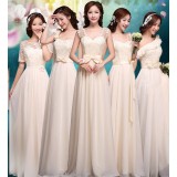 Champagne color lace bridesmaid dresses