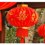 Chinese style red flannel wedding lanterns