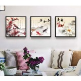 Chinese style three-panels oil painting