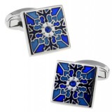 Classic decorative pattern Crystal square cufflinks