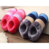 Colored stripes hight cut plush slipper