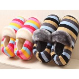 colored stripes hight cut plush slippers