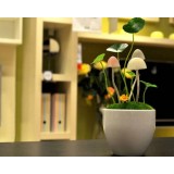 Colorful light-controlled mushroom night light with flowerpot