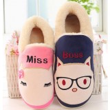 Couples cartoon plush slippers