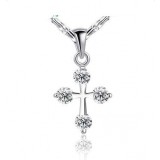 Crystal Cross Sterling Silver Necklace