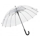 Curved handle semi automatic transparent umbrella