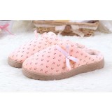 Cute bow plush slippers