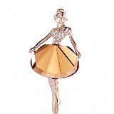 Dancing girl crystal brooch