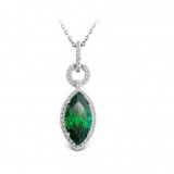Dark green zircon silver mysterious pendant