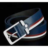 Deep blue 2014 fashion Automatic buckle value men's leather belt