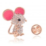 Delicate little mouse crystal brooch