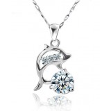 Dolphins and Stars Silver Necklace