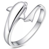 Dolphins love sterling silver women's ring