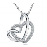 Double Heart Pendant in Sterling Silver