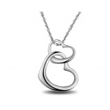 Double Heart Pendant in Sterling Silver