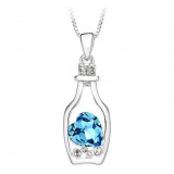 Drift bottle pendant in alloy + crystal