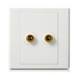 Dual Column Audio Lines Plug Wall Plate White