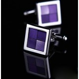 elegant - French men's shirt cuff purple cufflinks