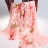 Elegant flower patterns silk super long scarf
