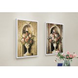 European style floral two-panels oil painting