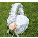 European style white wedding flower girl baskets