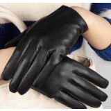 Female winter brief paragraph thin leather gloves