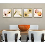 Floral four-panels oil painting