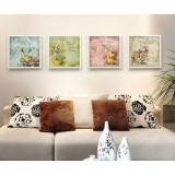 Floral modern four-panels oil painting