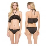 Flouncing black sexy bikini swimsuit