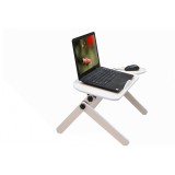 Foldable laptop desk with cooling fan and speaker 