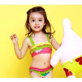 Folds little girl triangular bikini swimwear