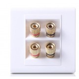 Four Column Audio Lines Plug Wall Plate White