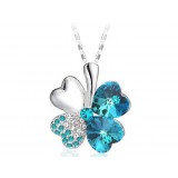 Four Leaf Clover Pendant in alloy + crystal