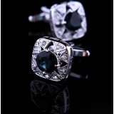 French cuff button blue zircon cufflinks men of high quality