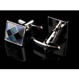 French shirt silver plated color opal puzzle cuff button sleeve cufflinks