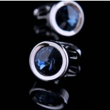 French shirts men silver plated deep blue crystal round cufflinks cuff nails