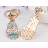 Gold plated Rhinestones slippers keychain